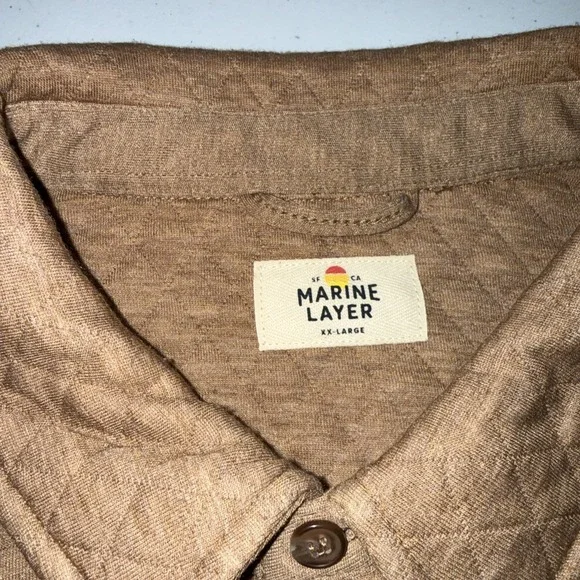Marine Layer Shacket Men's 2xl Tan Corbet Quilted Shirt Jacket Casual Overshirt - Picture 3 of 10